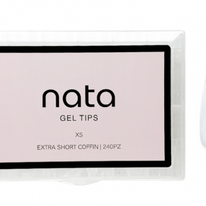 Gel tips nails PRESS ON Nata – forma ballerina tamaño extra corto