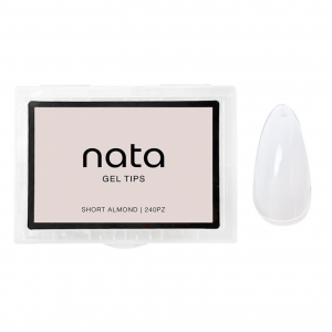 Gel tips nails PRESS ON Nata – forma almendra tamaño corto