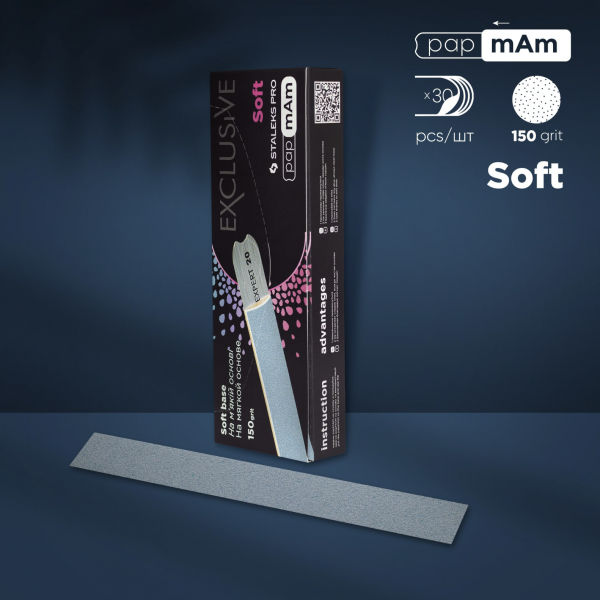 Forros de repuesto papmAm para las limas rectas (base blanda) Staleks Pro Exclusive 20, grosor 150 (30 pz)