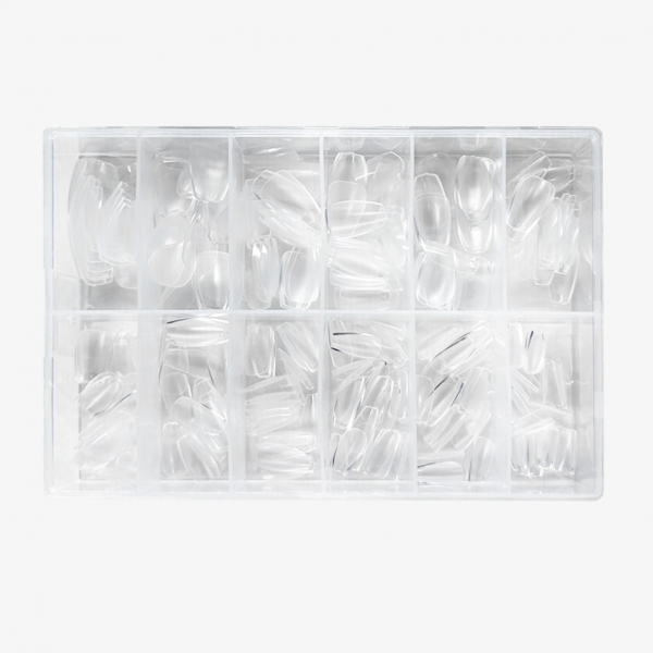 Gel tips nails PRESS ON Nata – forma ballerina tamaño extra corto