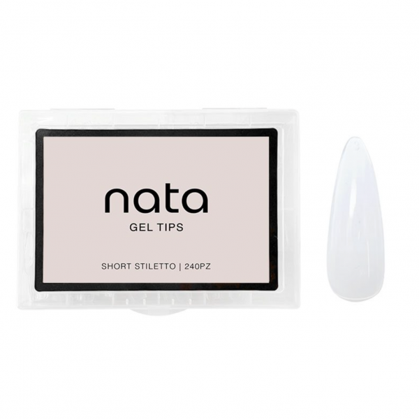 Gel tips nails PRESS ON Nata – forma estilete tamaño corto