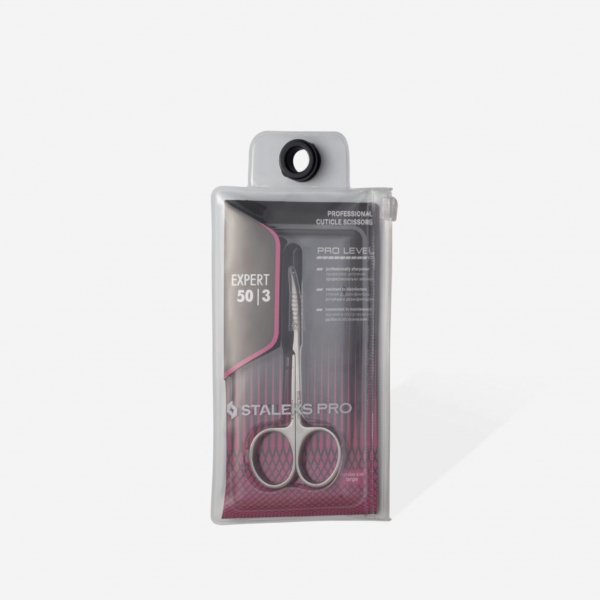 Tijera alargada, mango tamaño L, de hoja curva para cutícula estándar STALEKS Expert 50 tipo 3