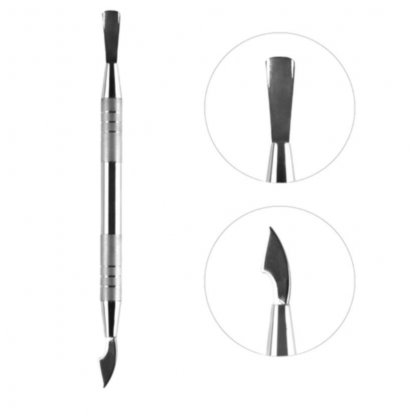 Espátula de manicura Olton en estuche de cuero (hacha + espátula)